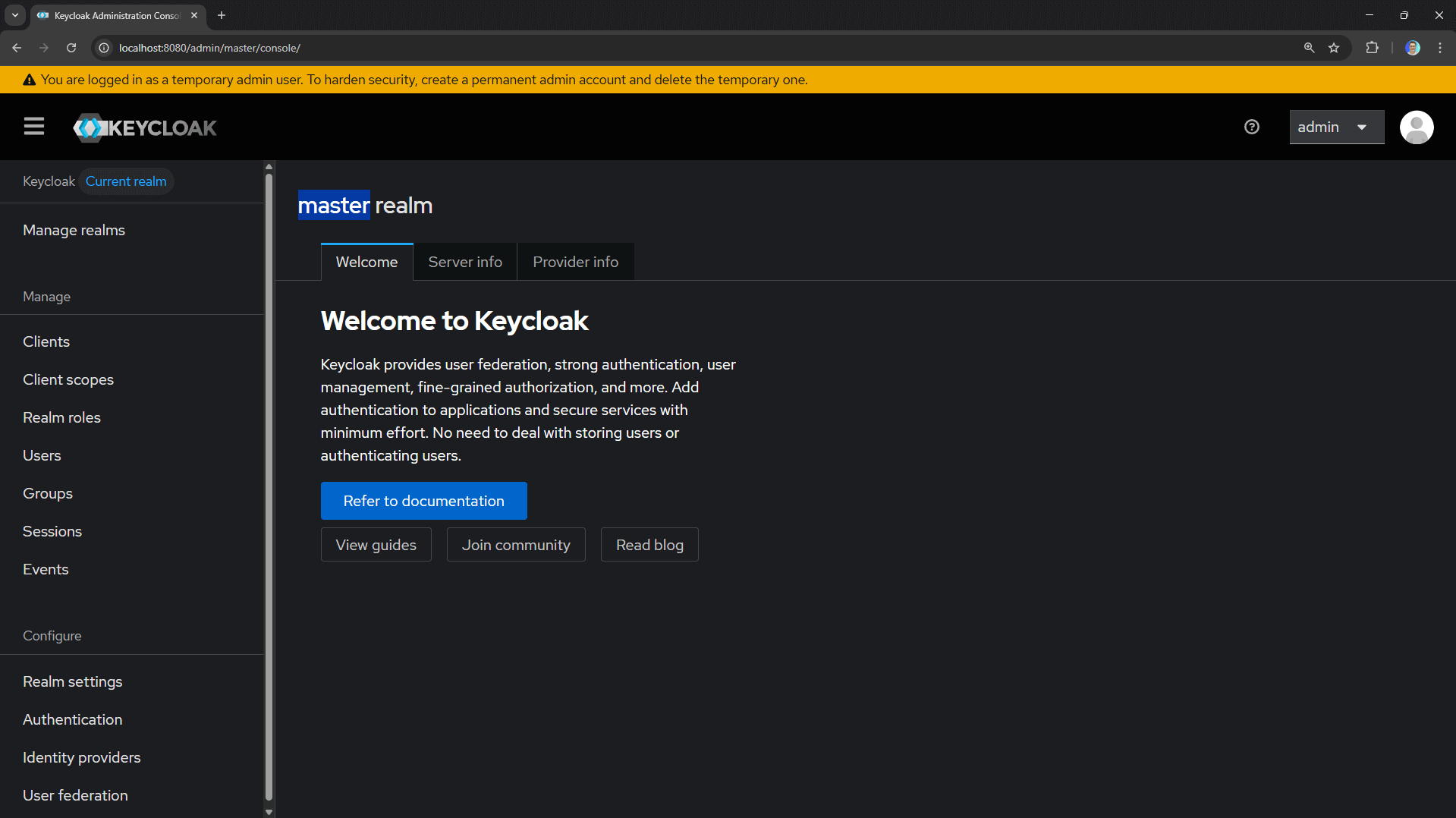 Keycloak Admin Console