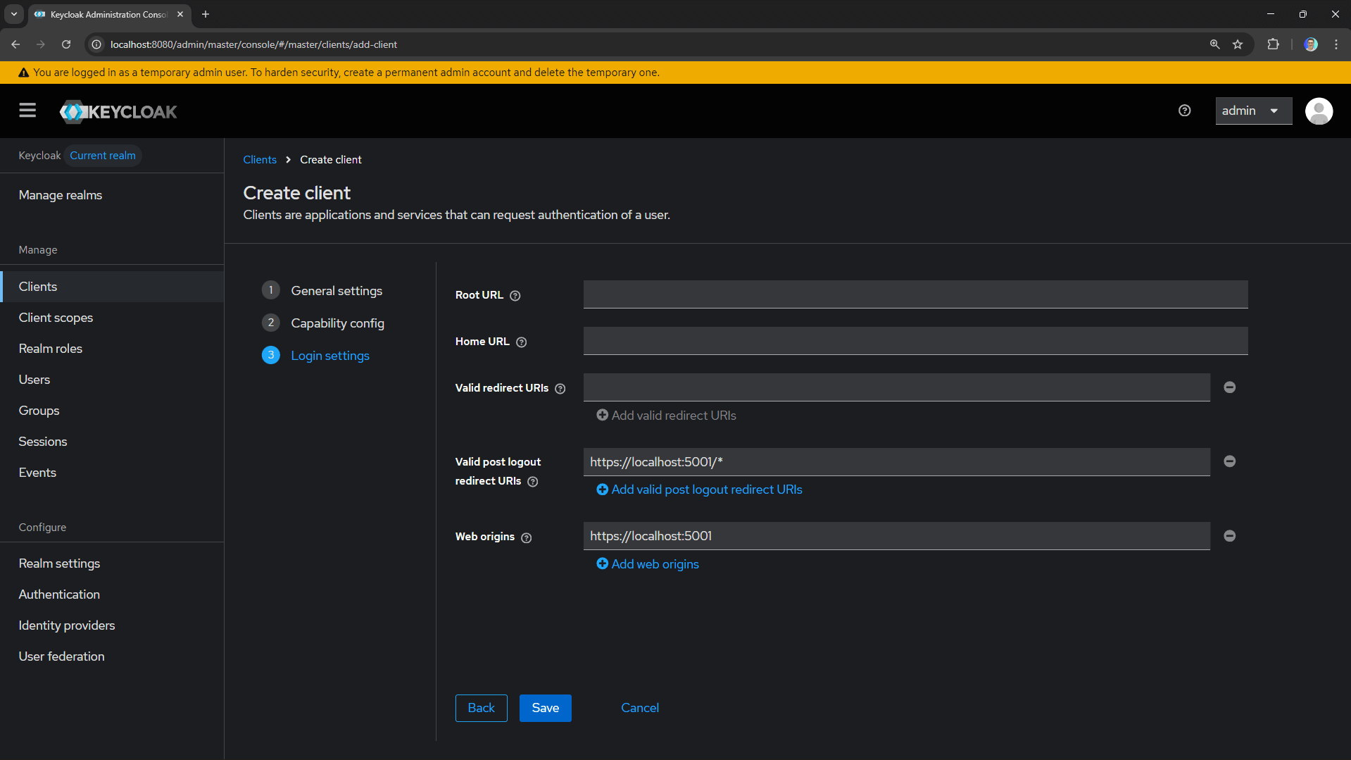 Create Client Step 3